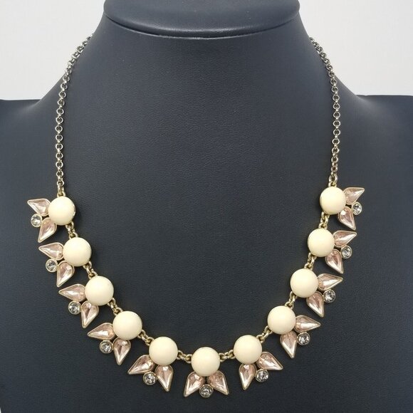 JCREW Y2K Whimsical Boho Glam Cabochon Statement Rhinestones GoldTone Necklace - Picture 1 of 5